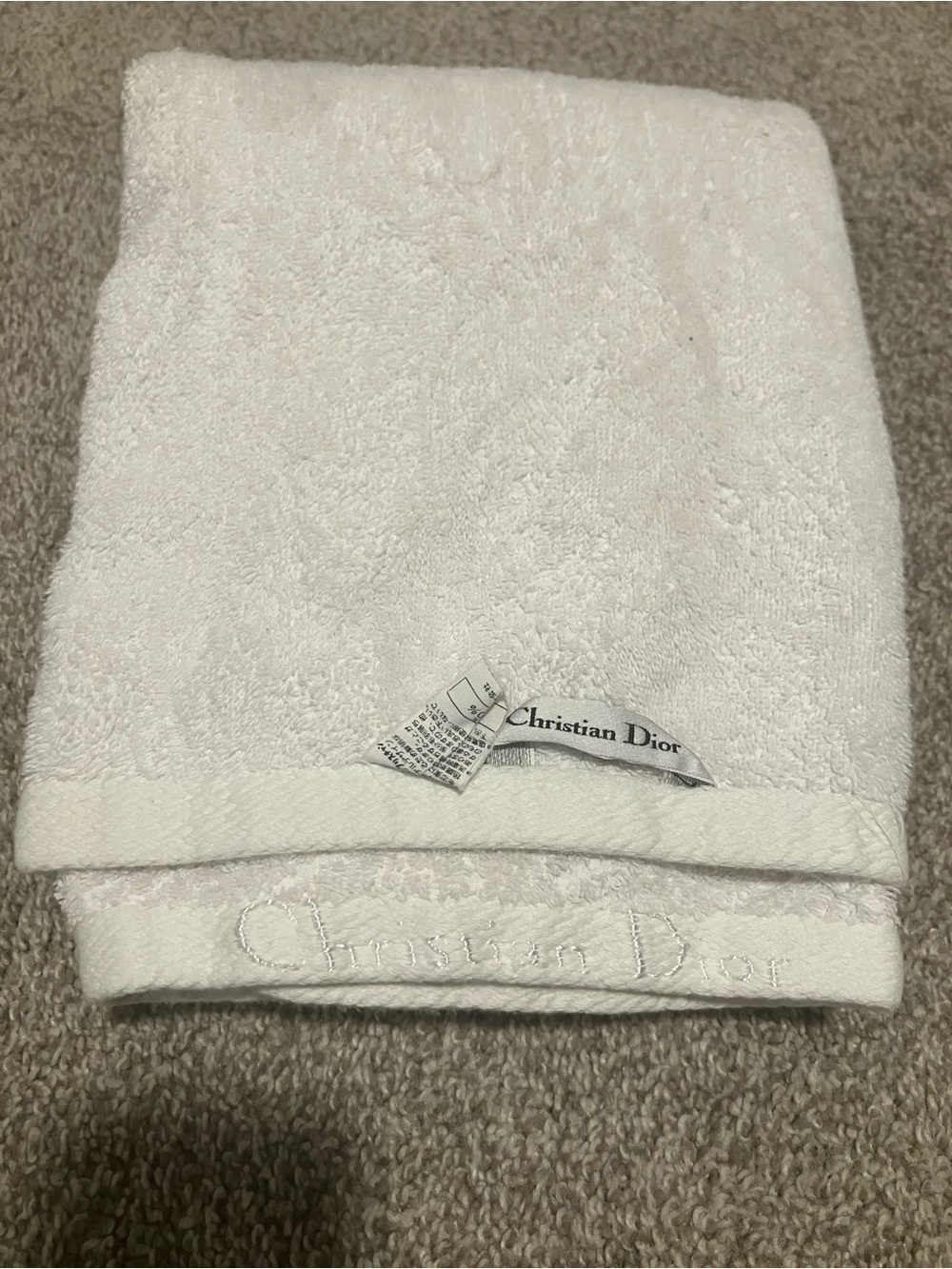 VINTAGE CHRISTIAN DIOR WHITE BATH TOWEL FROM VIP NOVELTY GIFT